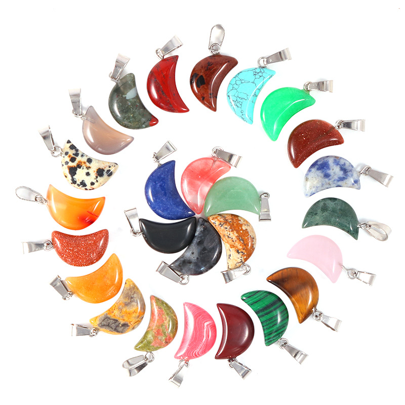 Crystal Pendant Necklace Natural Stone - 20pcs/ Bag Natural Stone Crystal Moon