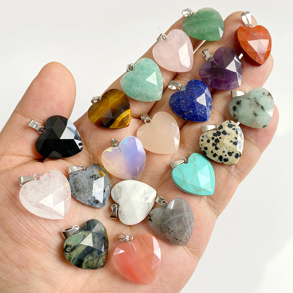 1PC 20mm Faceted Heart Pendant - đánh giá và giá Crystal Pendant Necklace Natural Stone