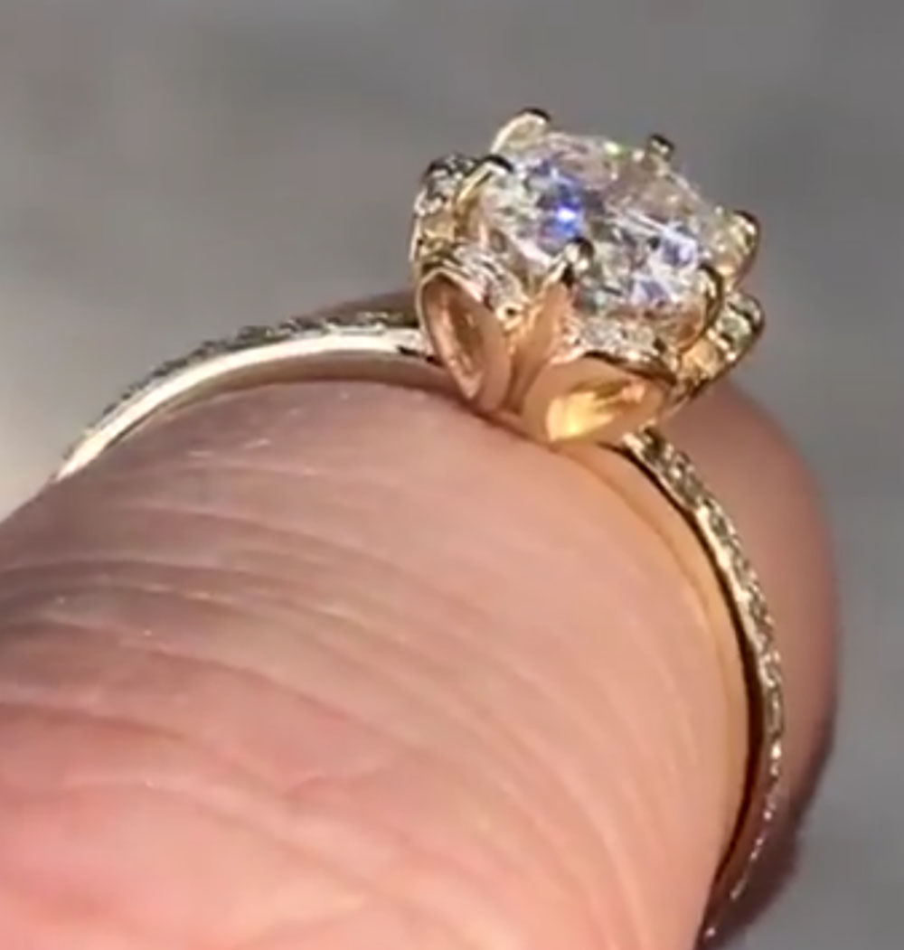 Custom Solid 14K Yellow Gold W - đánh giá và giá Moissanite Engagement Ring 1 Carat