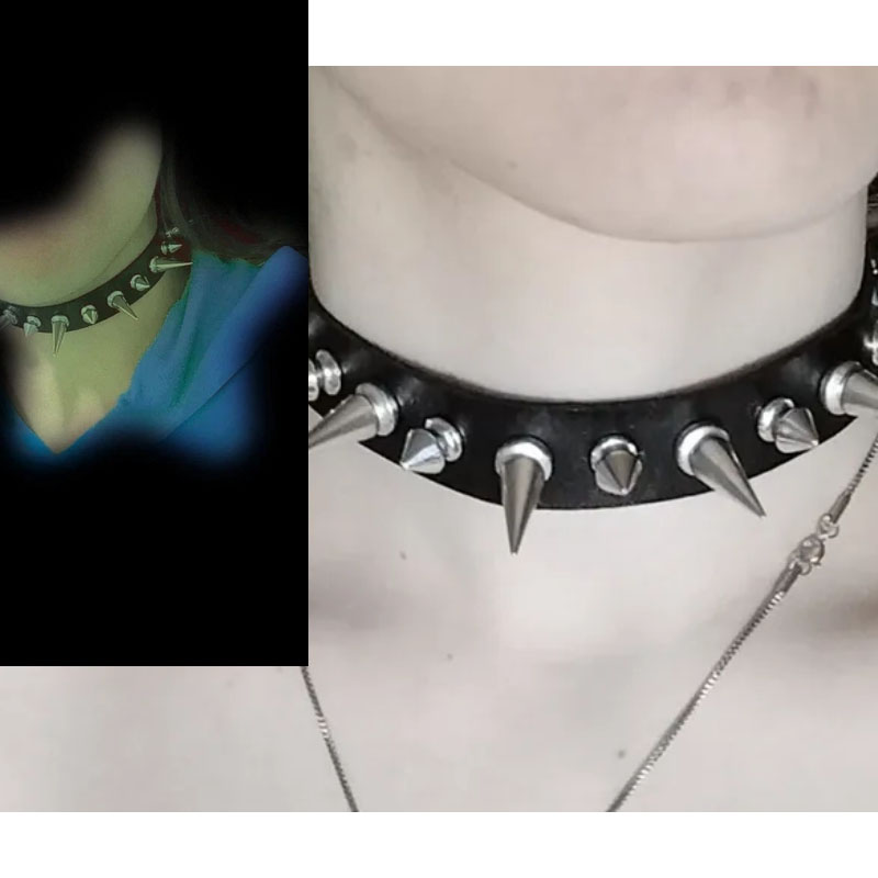 Punk Long Spike Choker Faux Le - đánh giá và giá Goth Punk Spike Choker