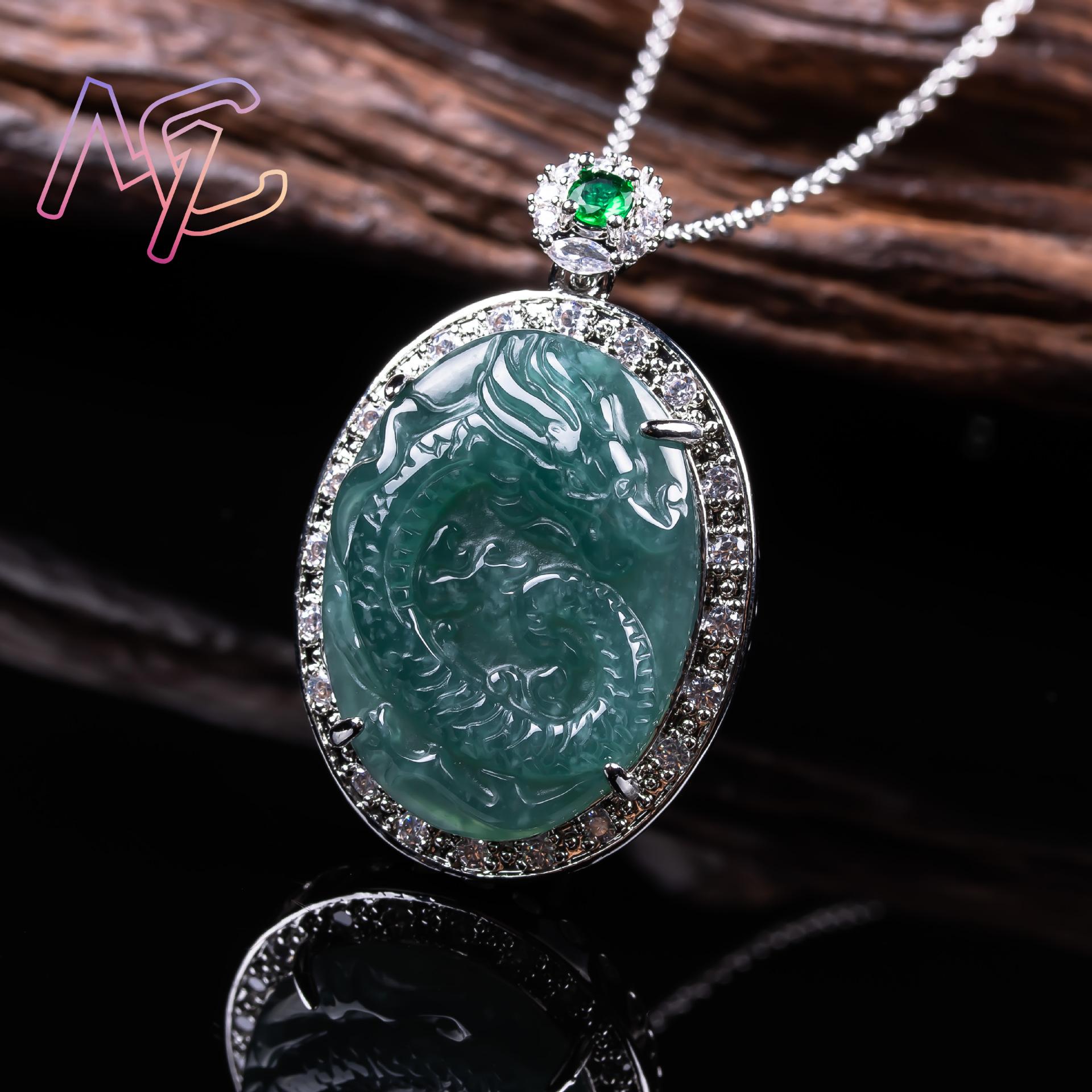 Myanmar Jadeite Dragon Pendant - đánh giá và giá 925 Sterling Silver Chain Necklace Men