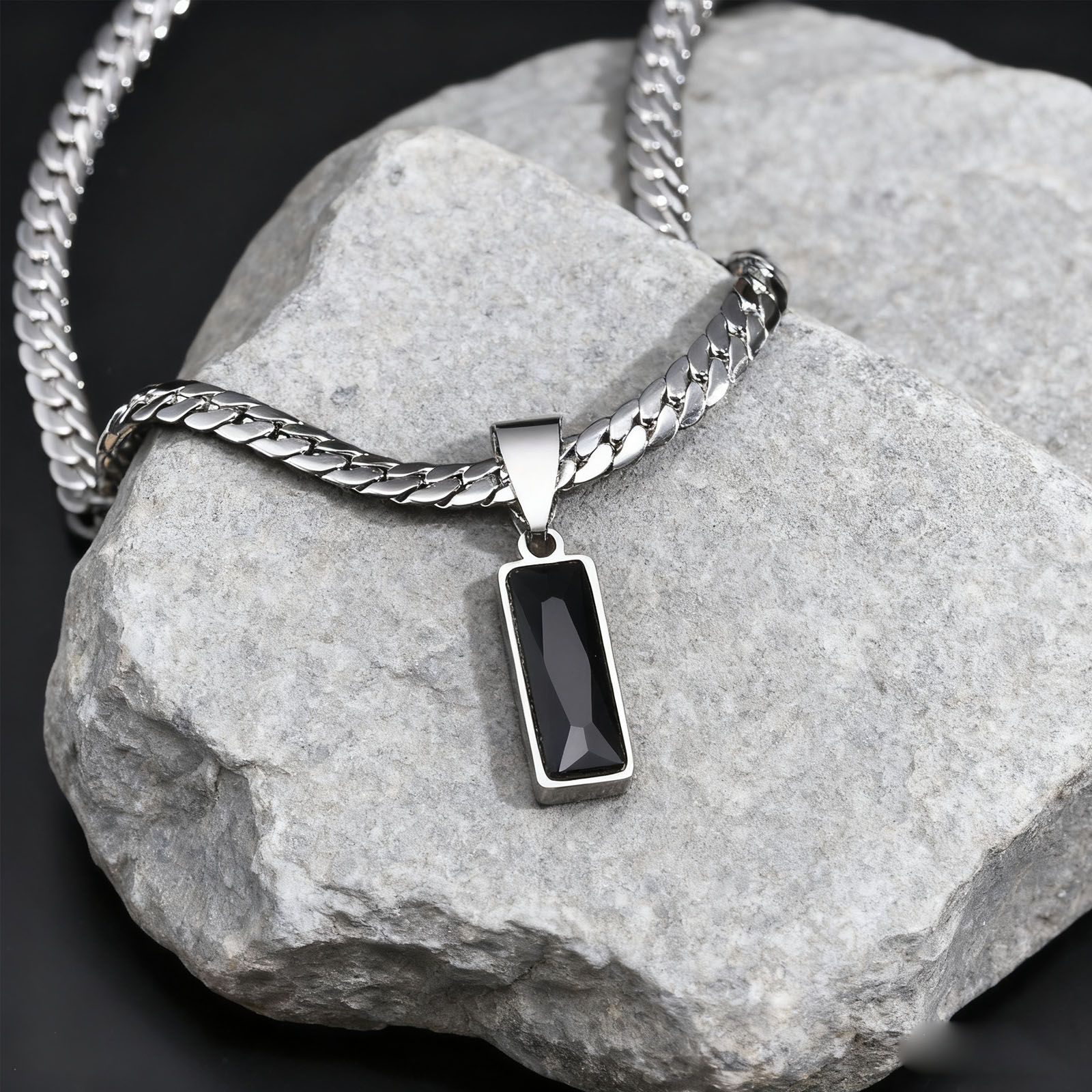 Stylish Mens Geometric Stone P - đánh giá và giá Cuban Link Chain 12Mm
