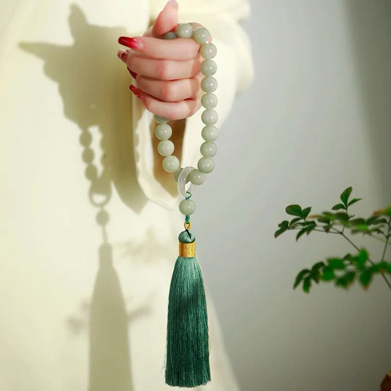 Đá Ngọc Tủy Xanh Hạt 12Mm Tua  - đánh giá và giá Bracelets